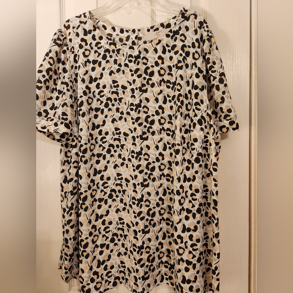 LOFT Black and Peachy/pink Animal Print Blouse